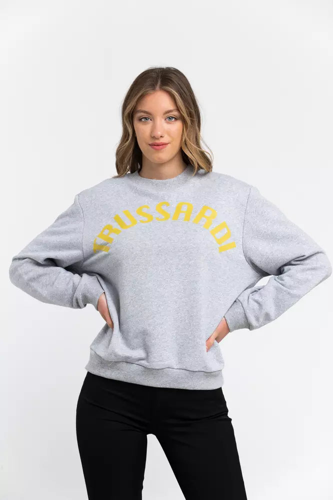 Сив памучен дамски пуловер Trussardi