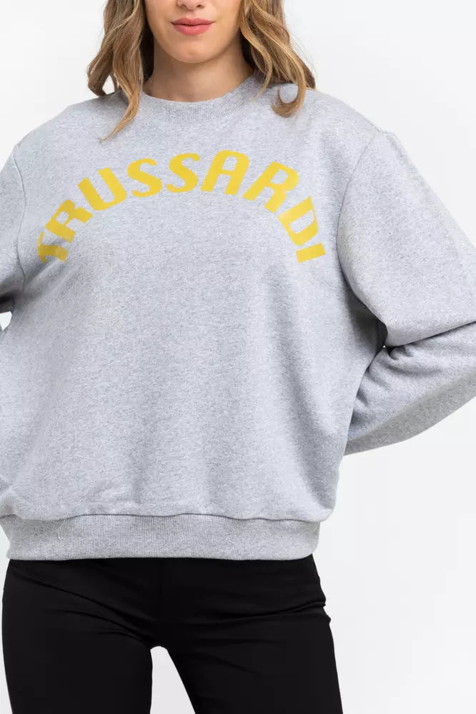 Сив памучен дамски пуловер Trussardi