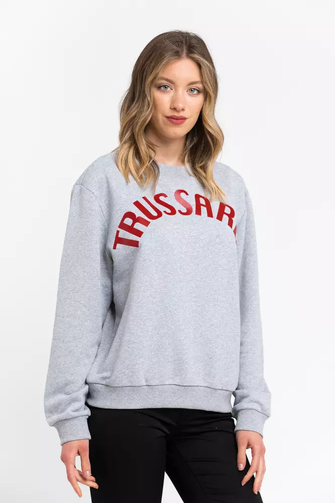 Сив памучен дамски пуловер Trussardi