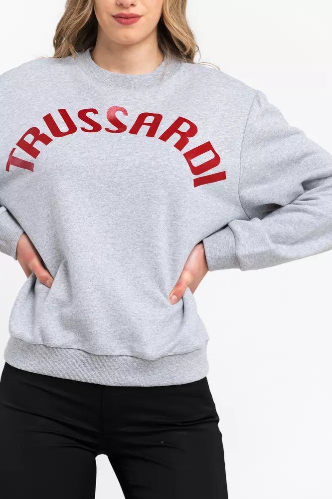 Сив памучен дамски пуловер Trussardi