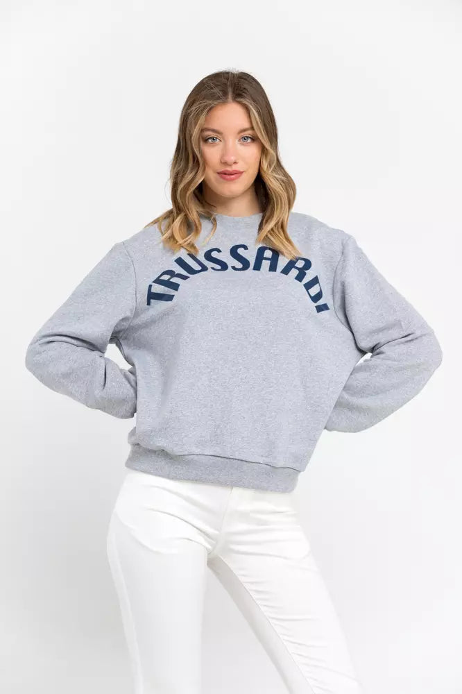 Сив памучен дамски пуловер Trussardi