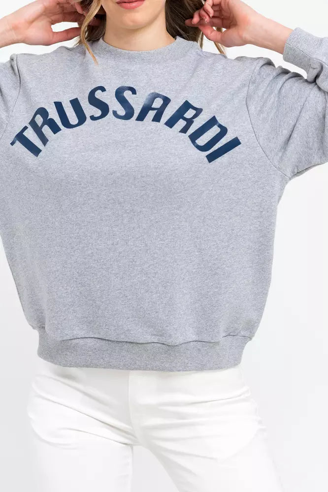 Сив памучен дамски пуловер Trussardi