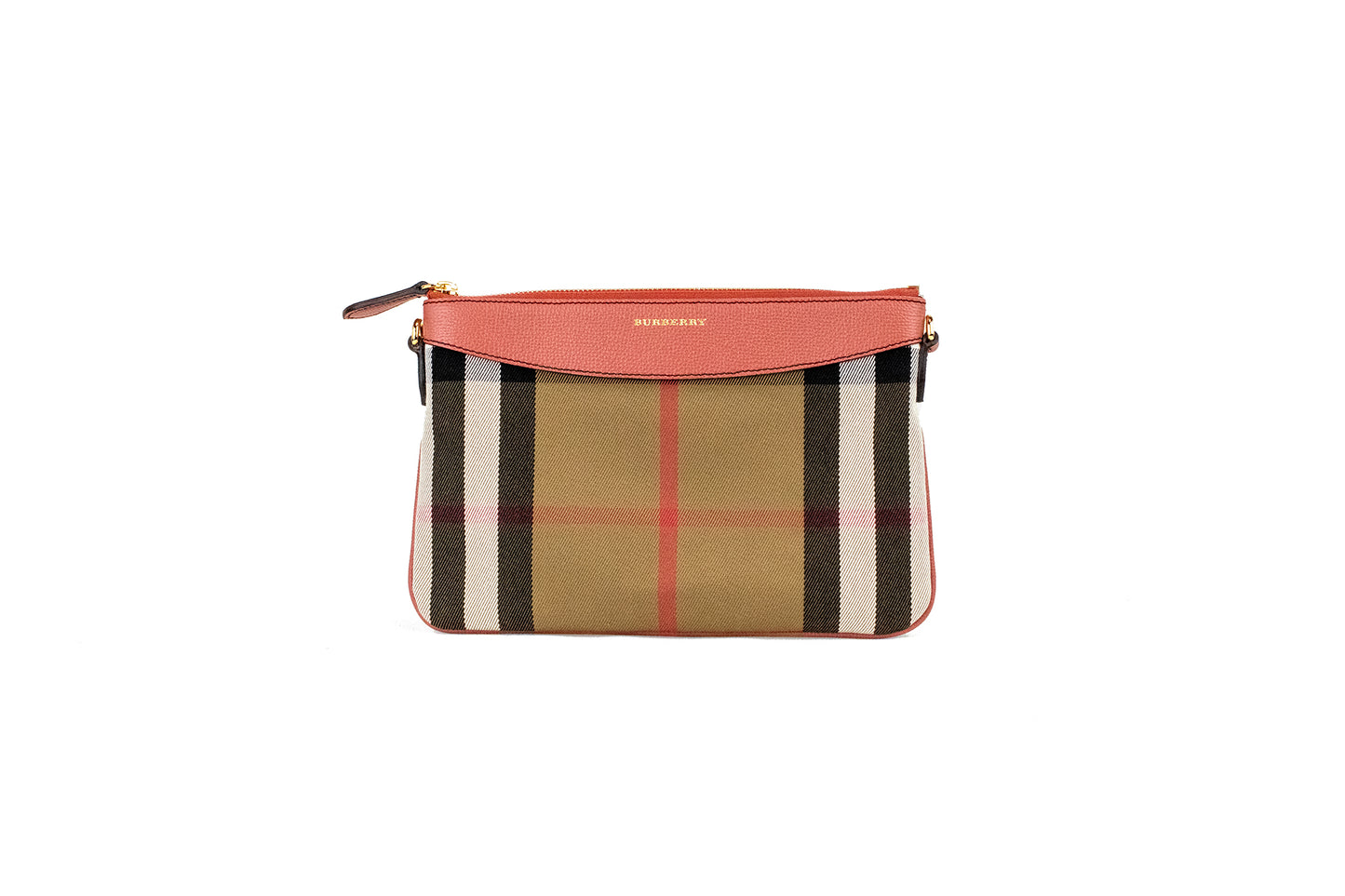 Кожена чанта през рамо Burberry Peyton House Check Derby Cinnamon Red Grain
