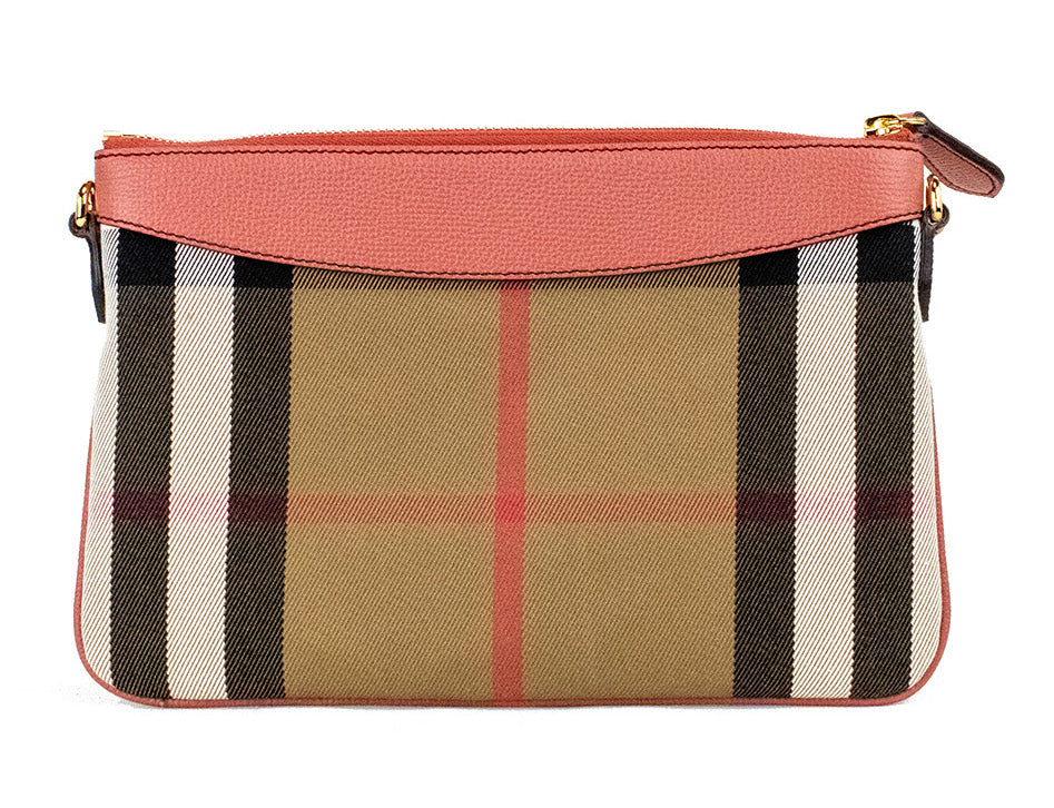 Кожена чанта през рамо Burberry Peyton House Check Derby Cinnamon Red Grain