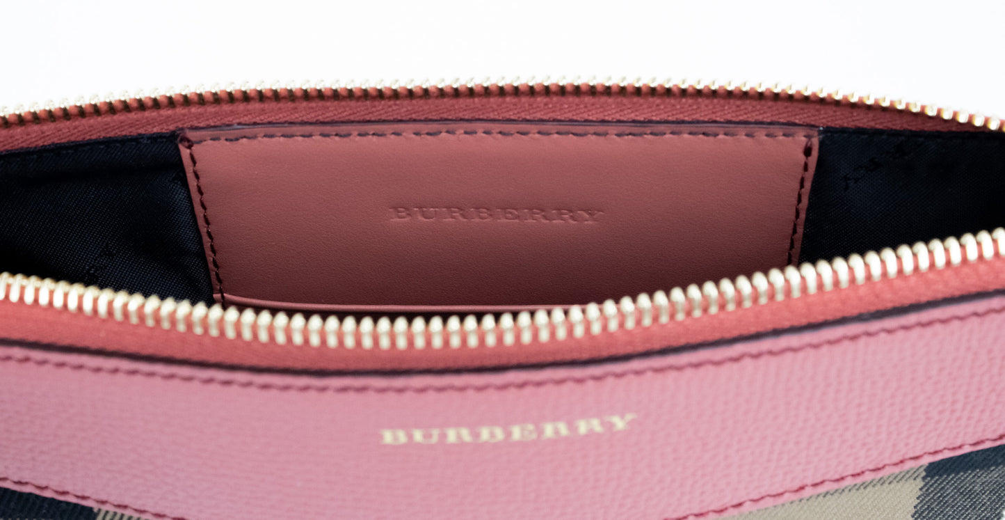 Кожена чанта през рамо Burberry Peyton House Check Derby Cinnamon Red Grain