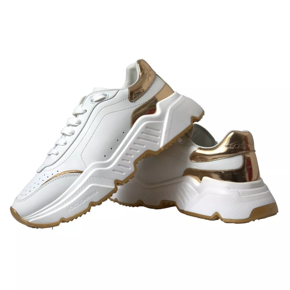 Dolce & Gabbana Weißgold Leder Herren Sneakers DAYMASTER Schuhe