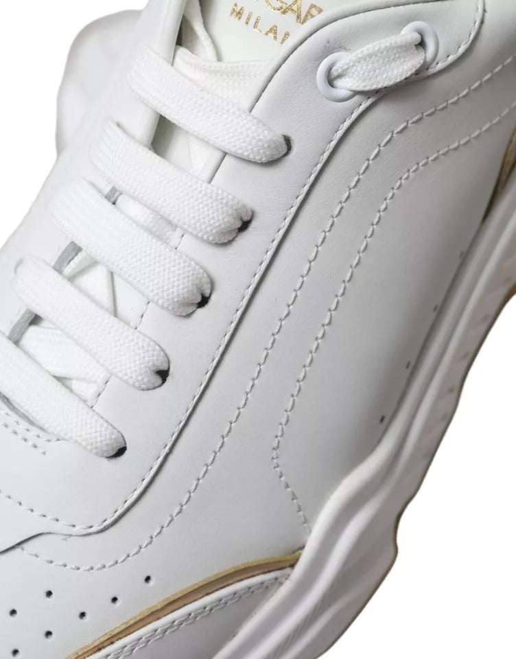 Dolce & Gabbana Weißgold Leder Herren Sneakers DAYMASTER Schuhe