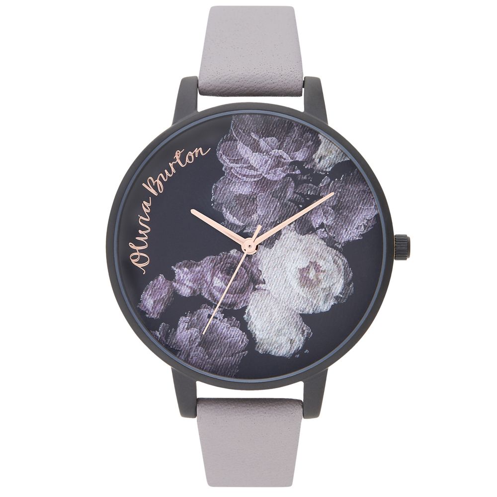 Сив часовник от синтетична кожа Olivia Burton