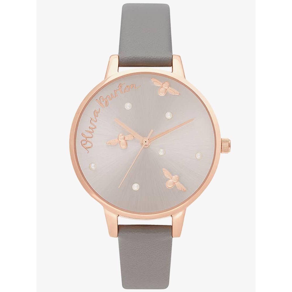 Сив кожен кожен часовник Olivia Burton