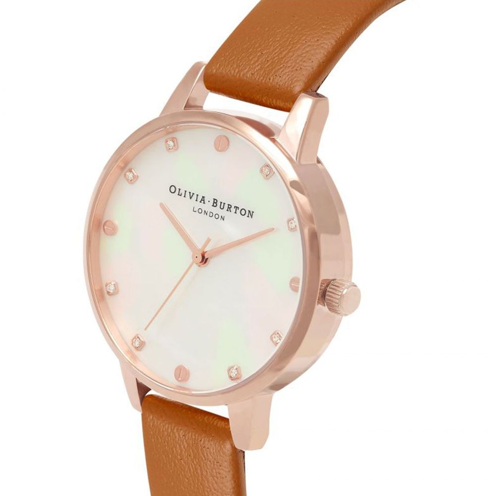 Кафяв кожен кожен часовник Olivia Burton