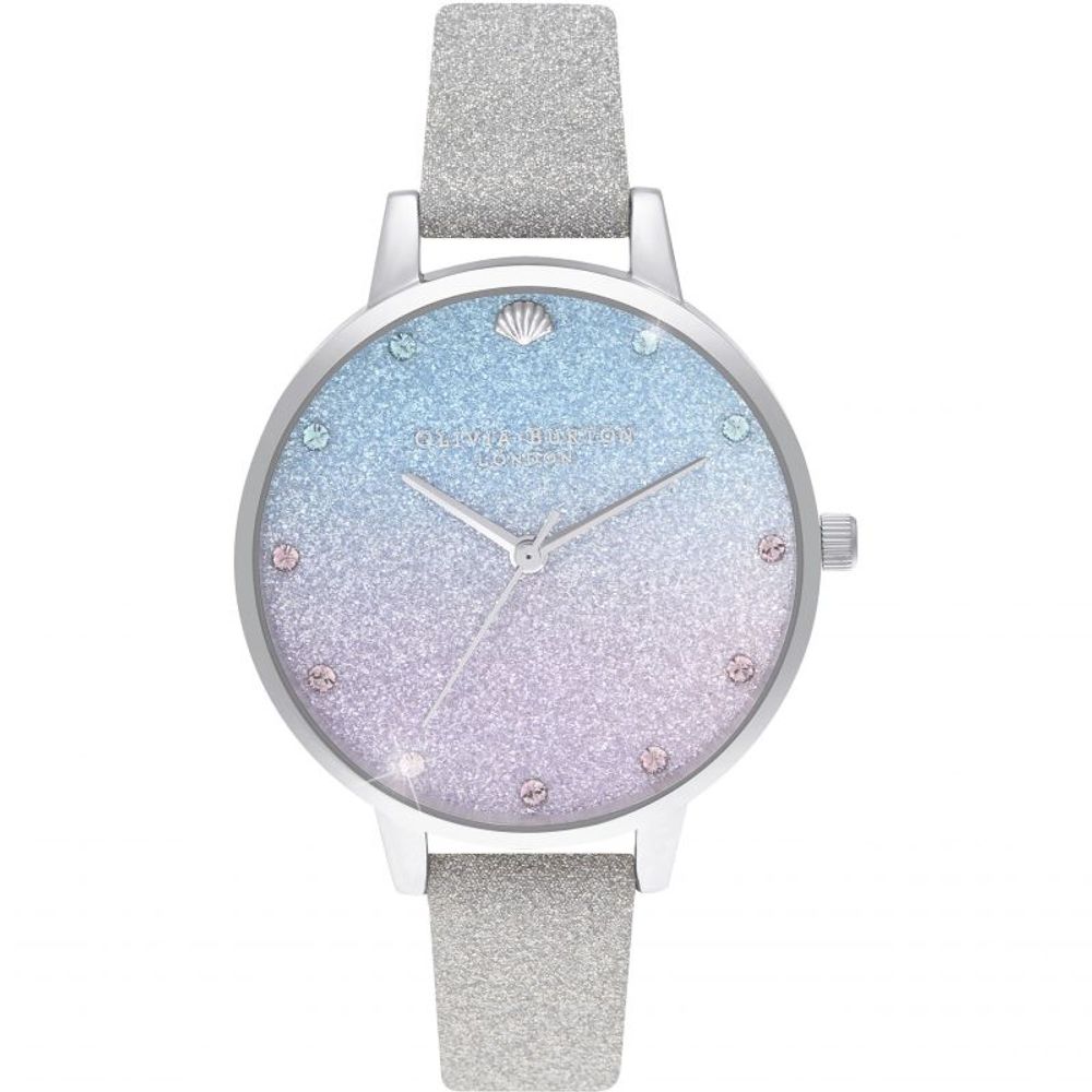 Сив кожен кожен часовник Olivia Burton