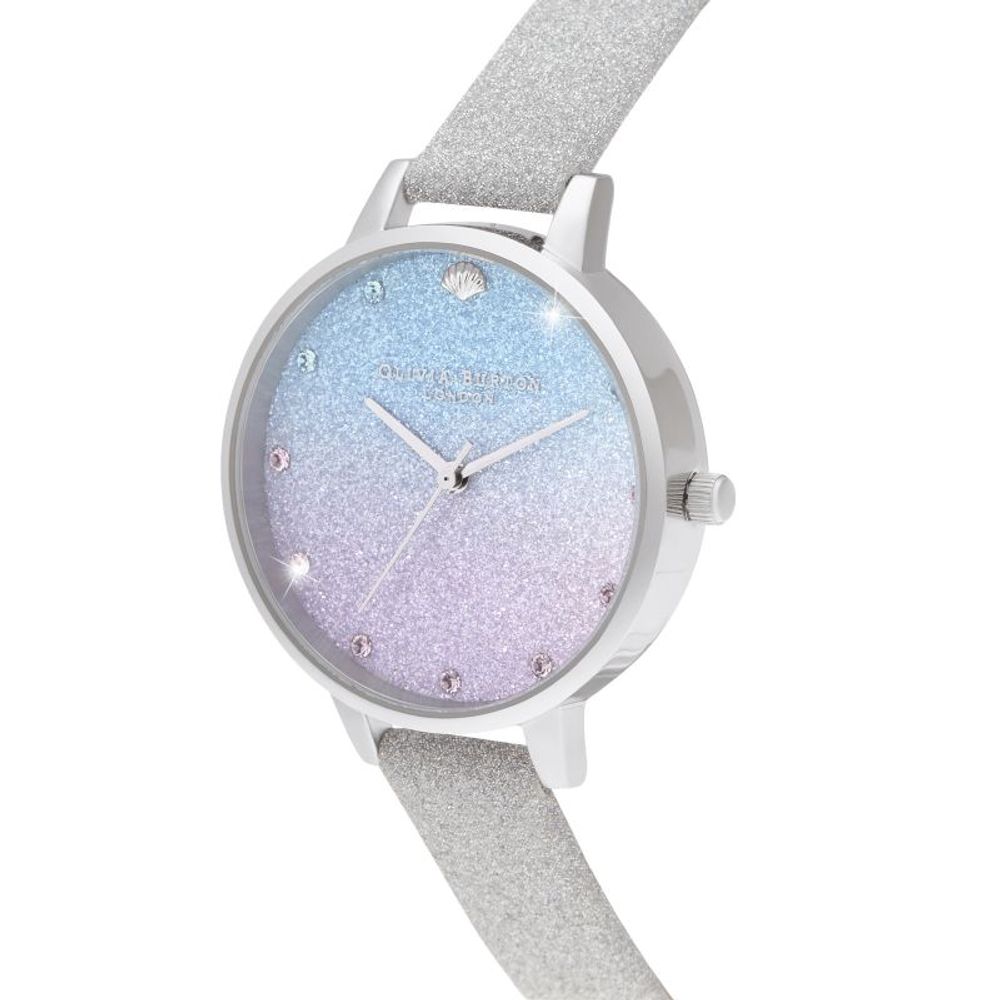 Сив кожен кожен часовник Olivia Burton