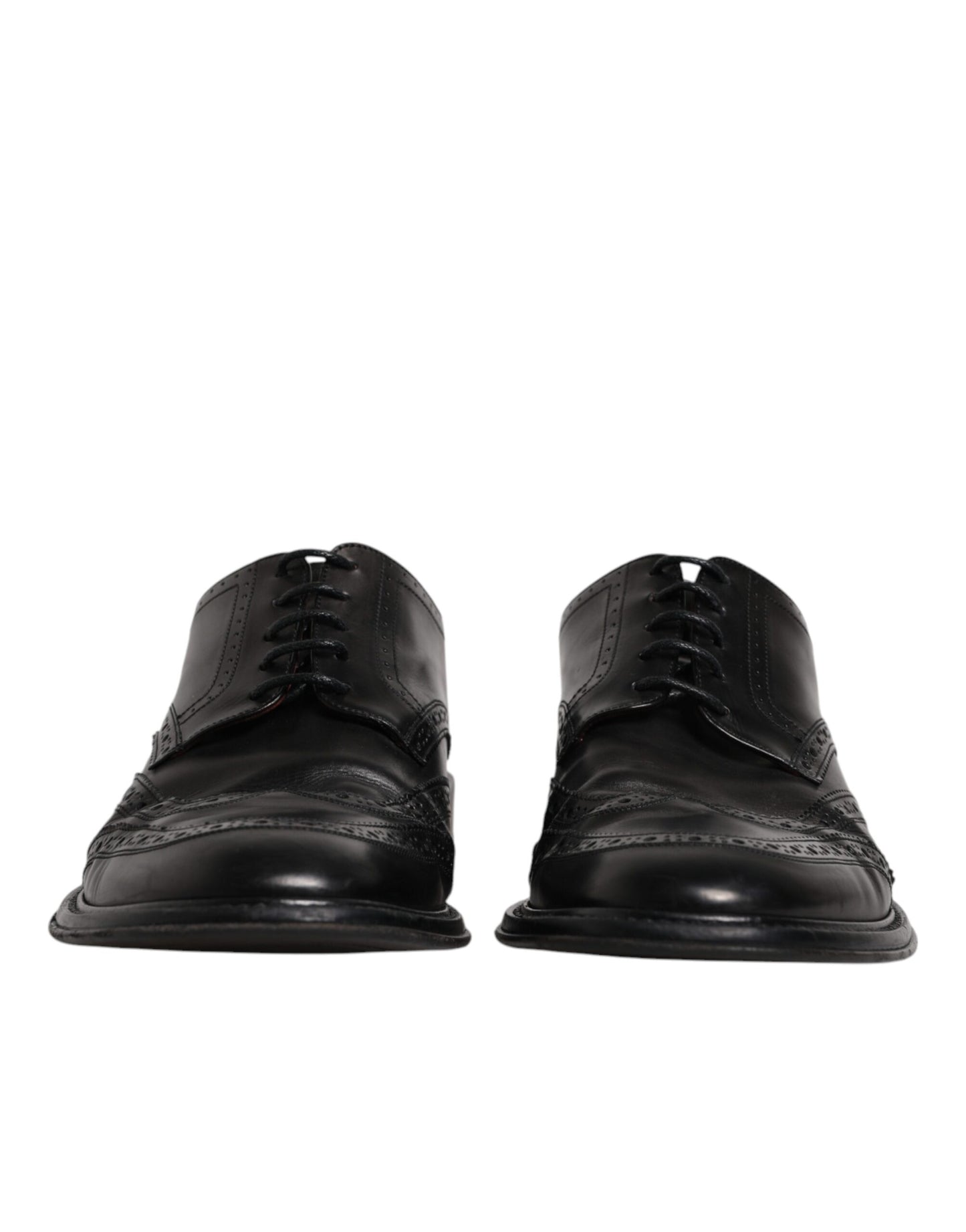 Dolce & Gabbana Черни кожени официални обувки дерби Wingtip