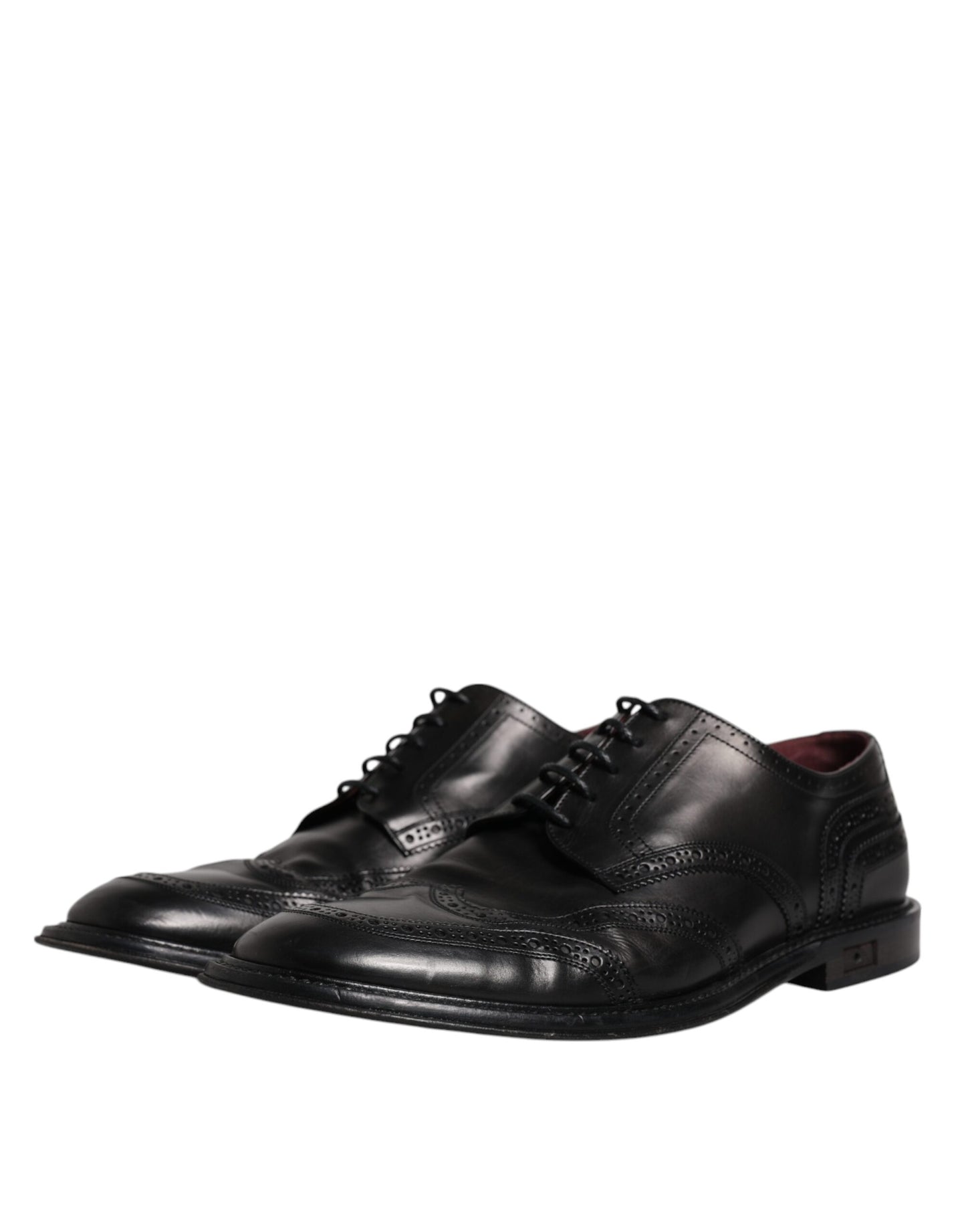 Dolce & Gabbana Черни кожени официални обувки дерби Wingtip