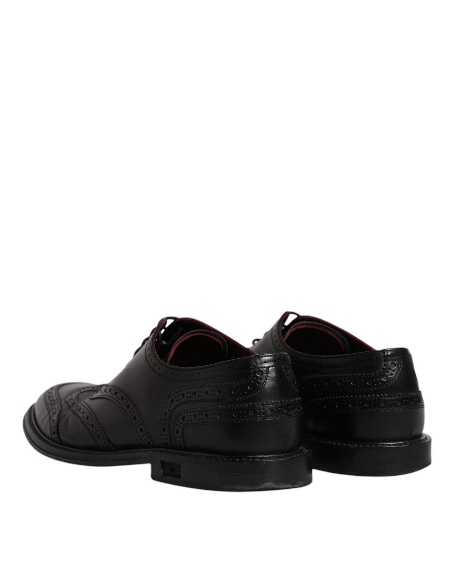 Dolce & Gabbana Черни кожени официални обувки дерби Wingtip