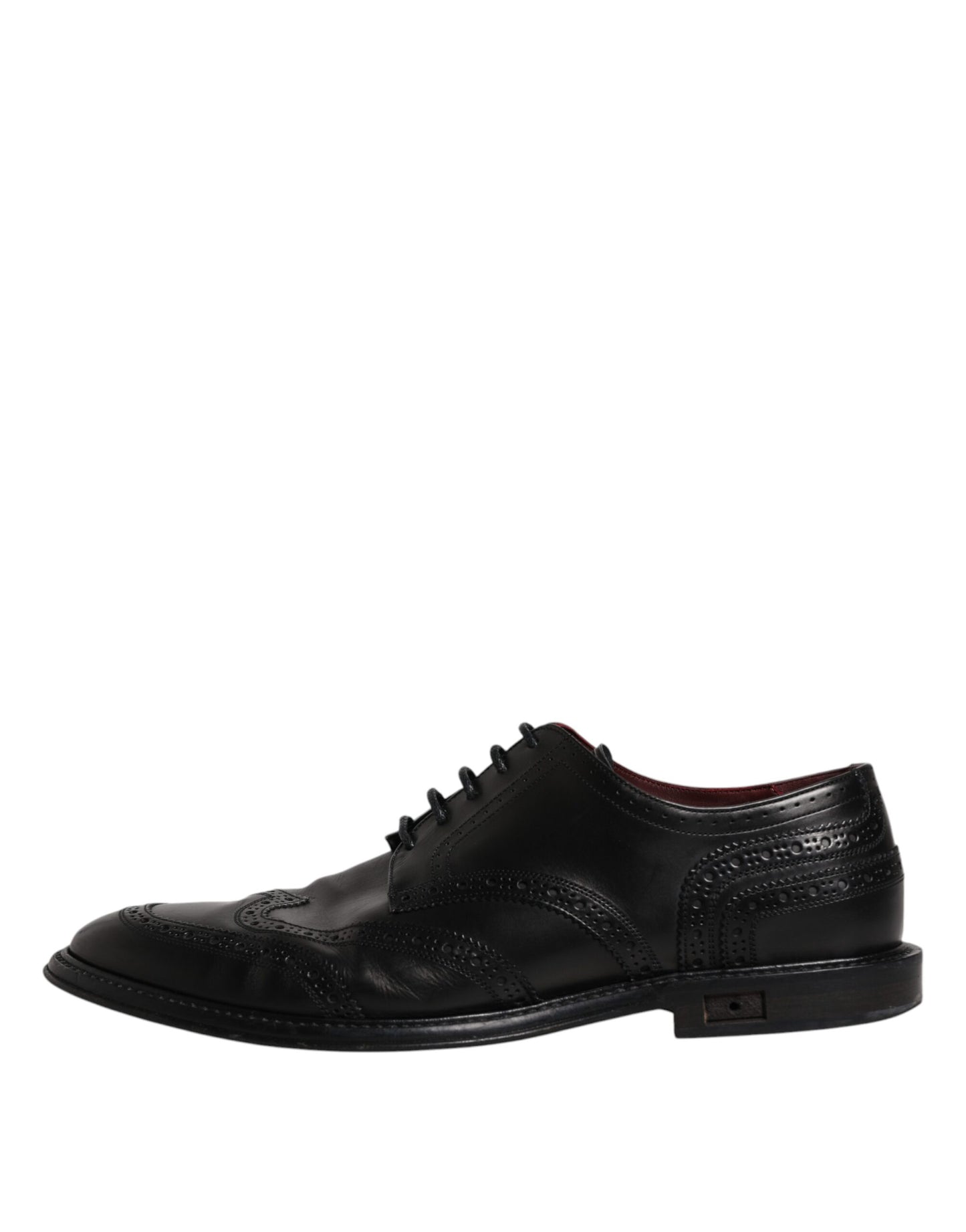 Dolce & Gabbana Черни кожени официални обувки дерби Wingtip
