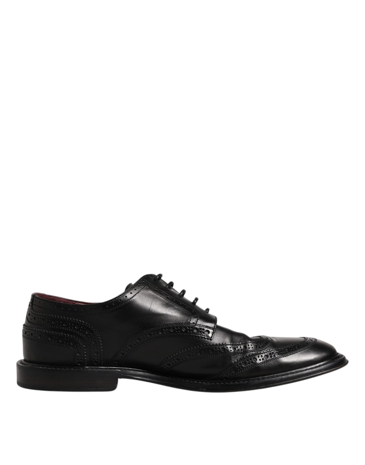 Dolce & Gabbana Черни кожени официални обувки дерби Wingtip