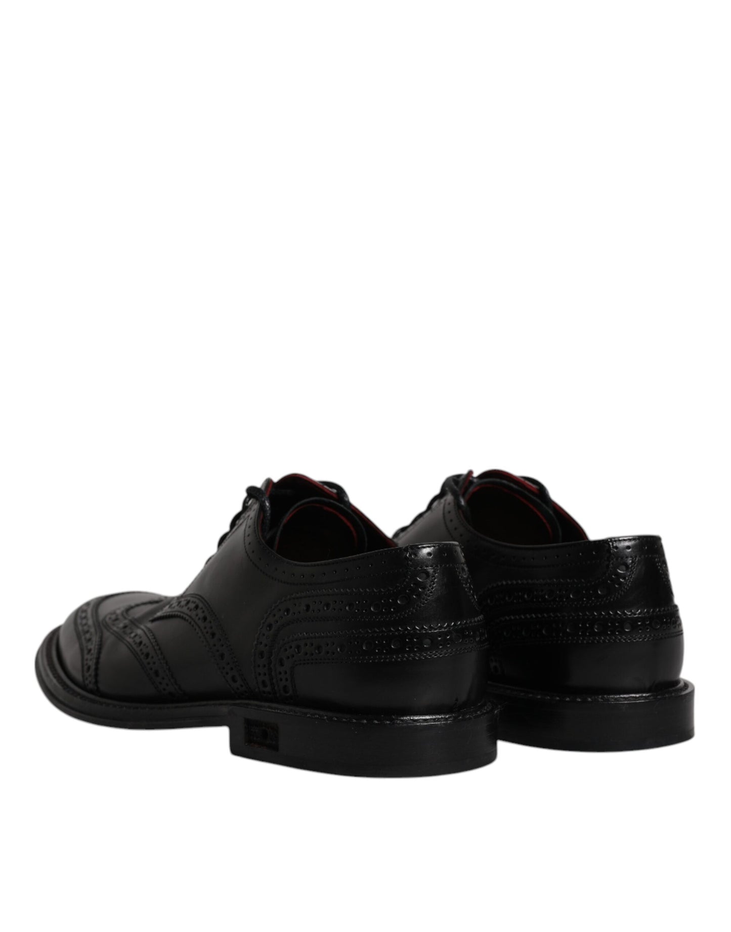 Dolce & Gabbana Черни кожени официални обувки дерби Wingtip