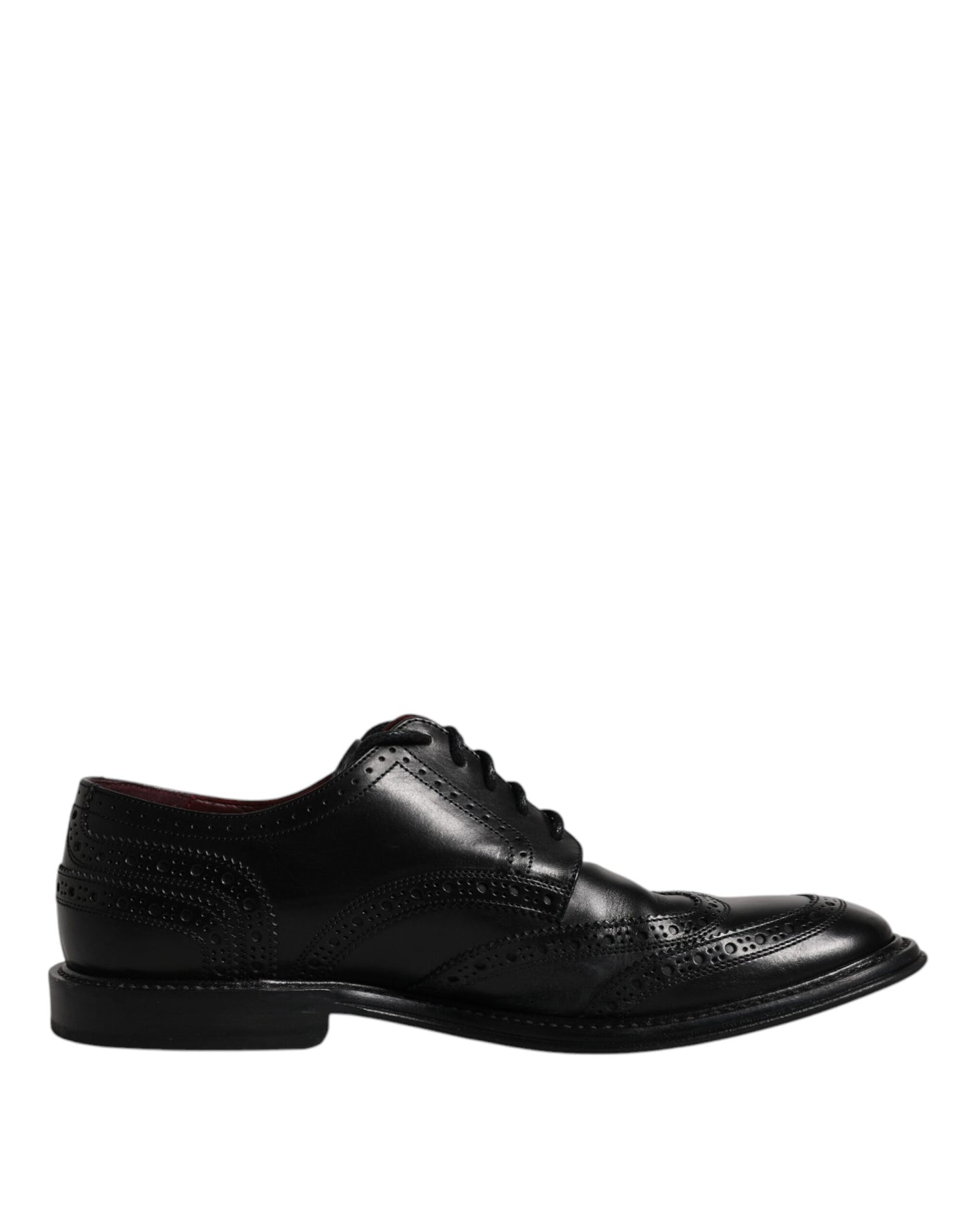Dolce & Gabbana Черни кожени официални обувки дерби Wingtip