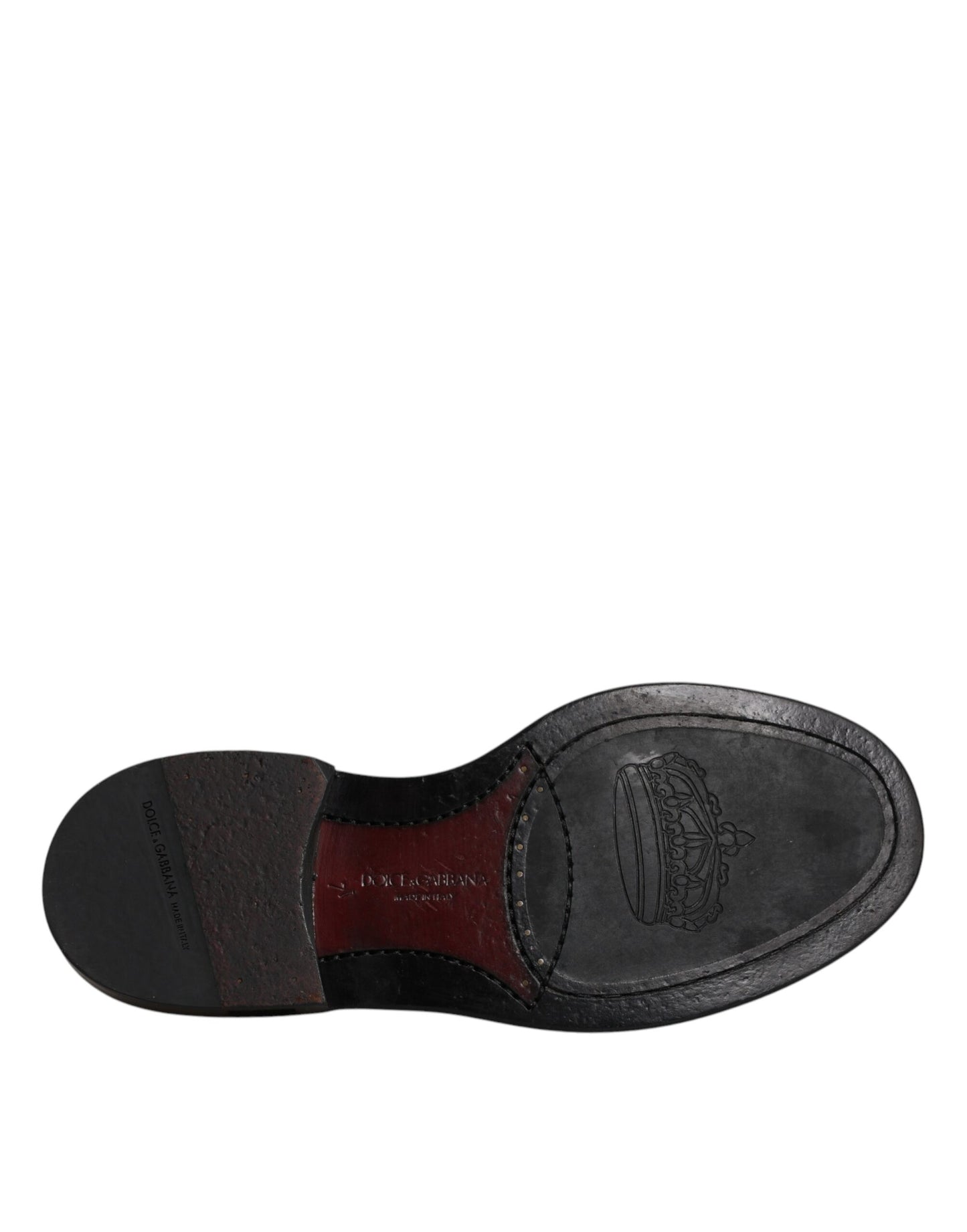 Dolce & Gabbana Черни кожени официални обувки дерби Wingtip
