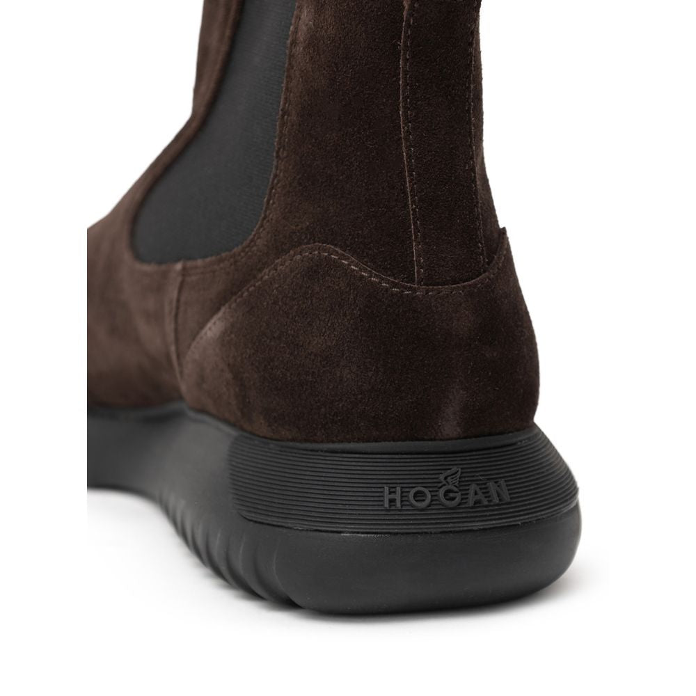 Кафяв кожен ботуш Hogan