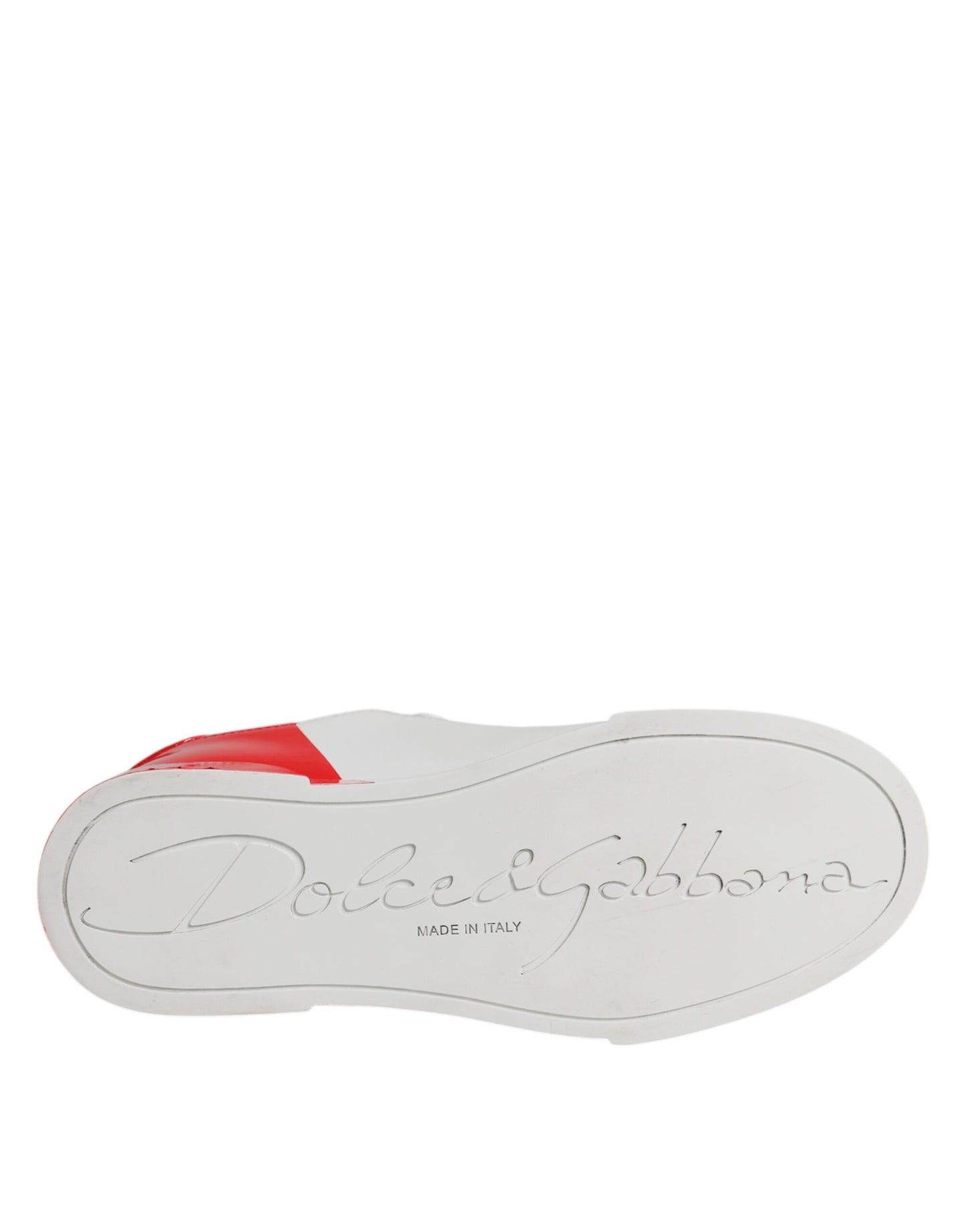 Dolce & Gabbana White Red Leather Low Top Sneakers Shoes