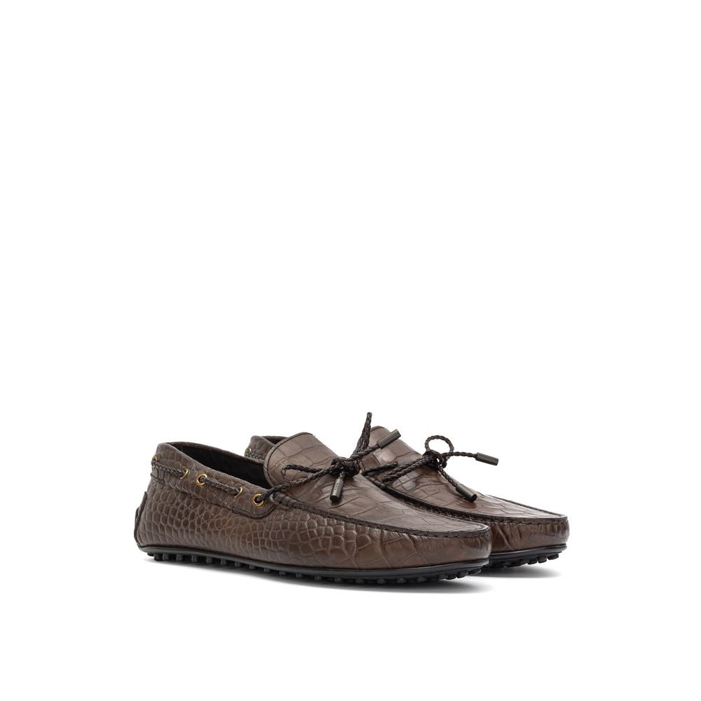 Кафяви кожени мокасини на Tod's