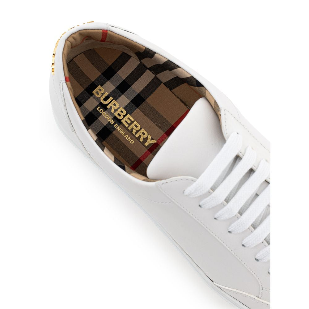 Бяла кожена маратонка Burberry