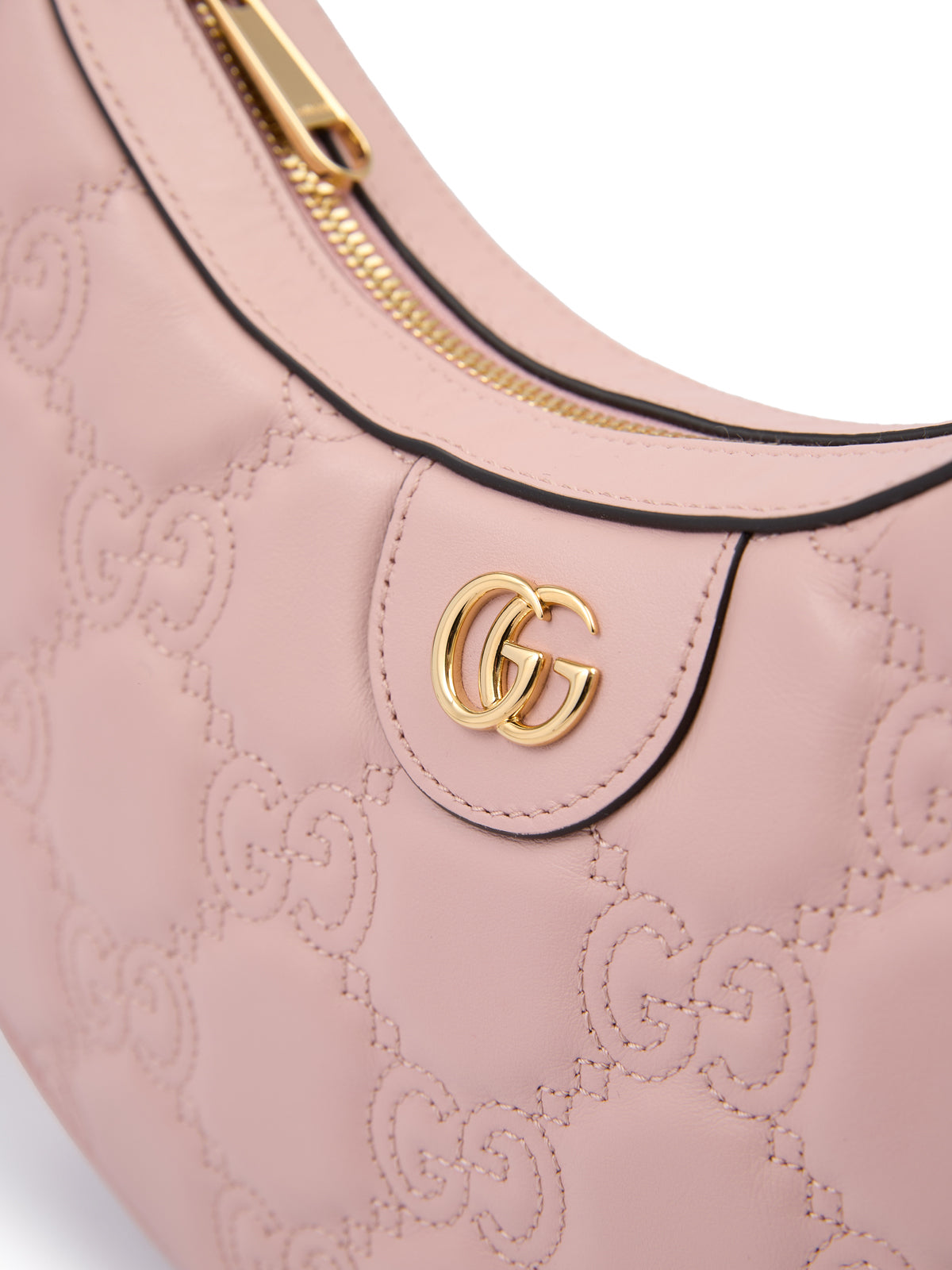 Светлорозова кожена чанта през рамо Gucci