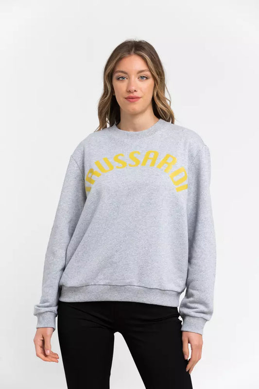 Сив памучен дамски пуловер Trussardi