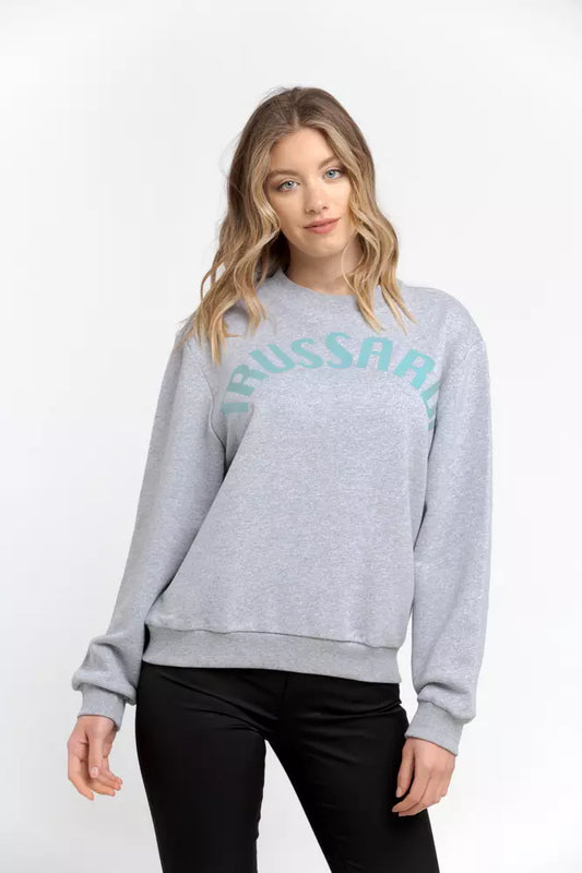 Сив памучен дамски пуловер Trussardi