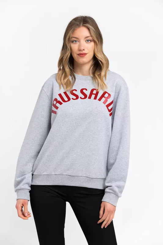 Сив памучен дамски пуловер Trussardi