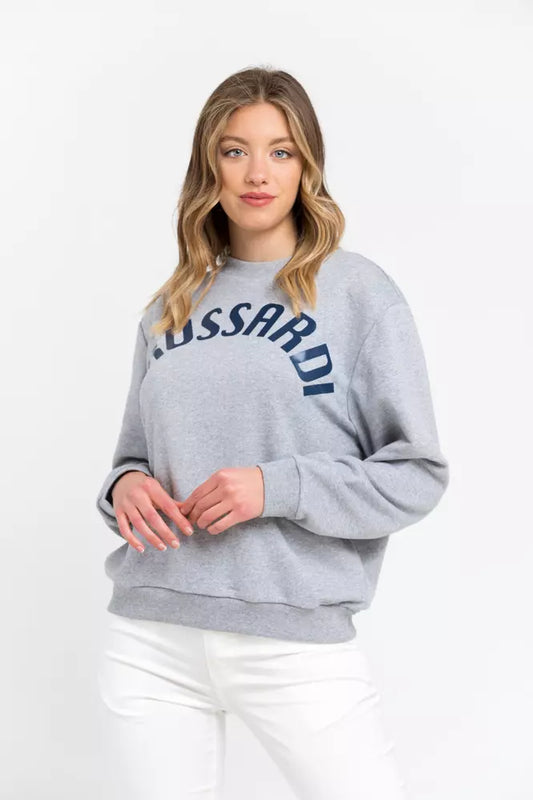 Сив памучен дамски пуловер Trussardi
