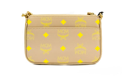 MCM – Mini-Umhängetasche „Color Splash“ mit Croissant-Logo aus glattem Leder