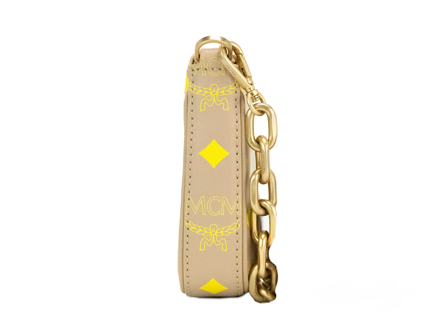 MCM – Mini-Umhängetasche „Color Splash“ mit Croissant-Logo aus glattem Leder