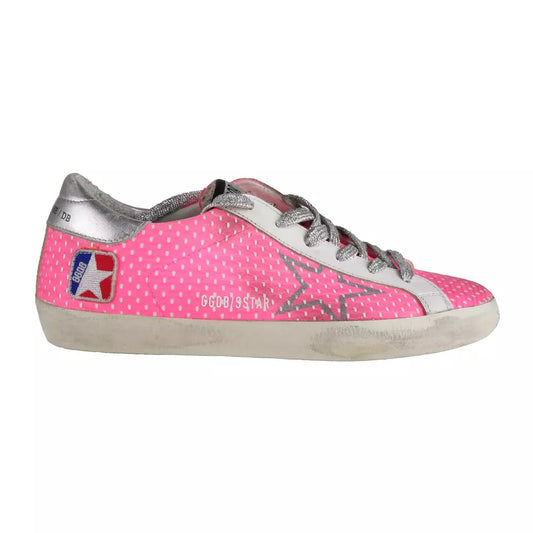 Golden Goose – Rosa Sneaker aus Mesh-Leder mit Glitzer-Akzenten
