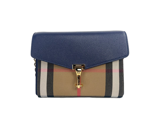 Кожена чанта през рамо Burberry Macken Small Regency Blue House