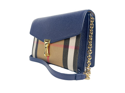 Кожена чанта през рамо Burberry Macken Small Regency Blue House