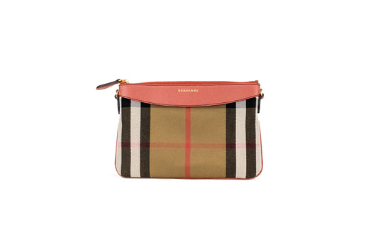 Кожена чанта през рамо Burberry Peyton House Check Derby Cinnamon Red Grain