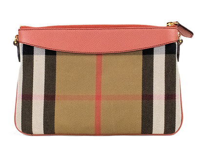 Кожена чанта през рамо Burberry Peyton House Check Derby Cinnamon Red Grain