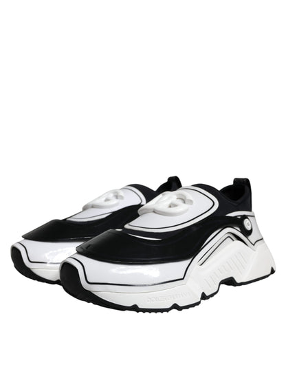 Обувки Dolce &amp; Gabbana White Black Logo Plaque Daymaster Sneakers