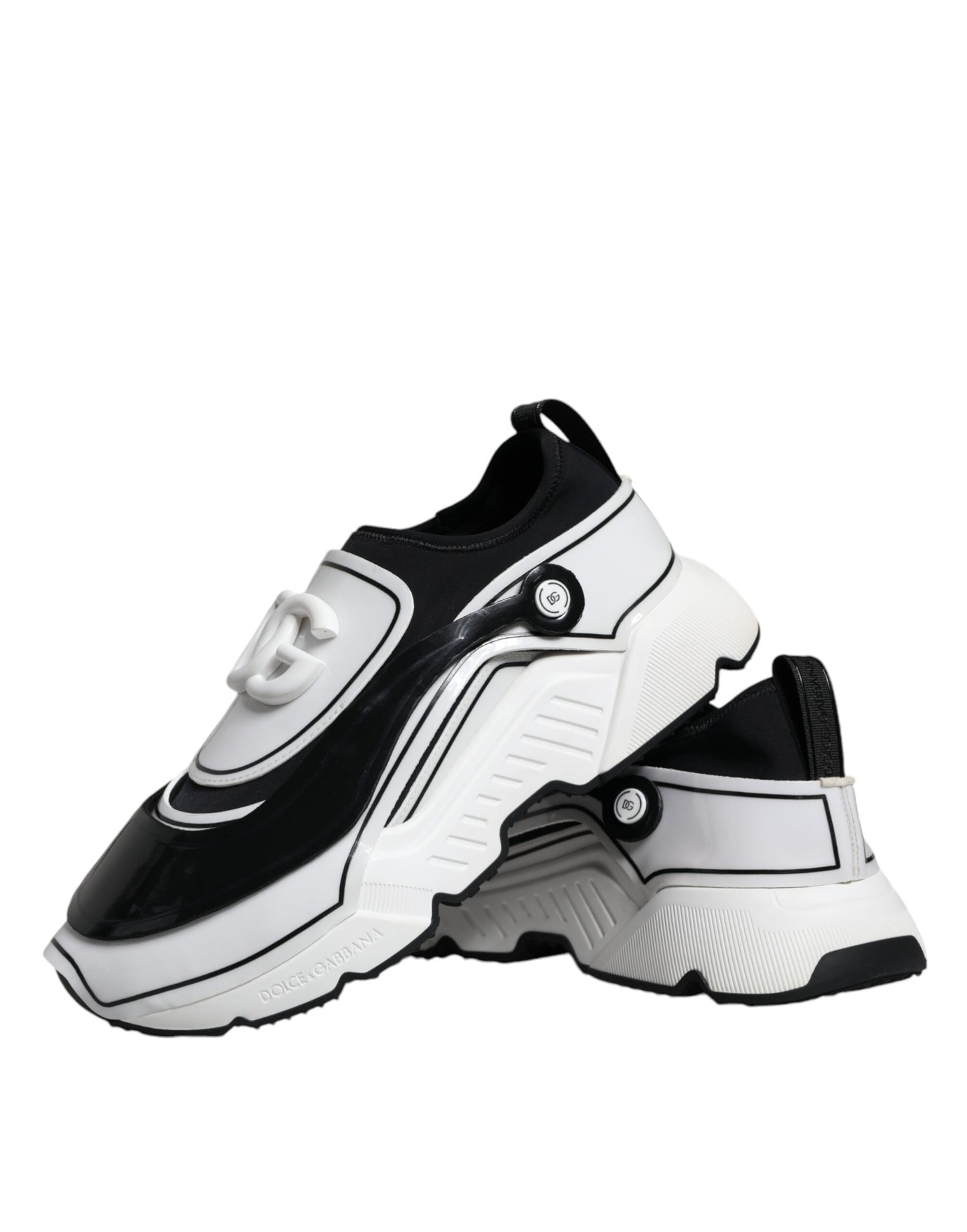 Обувки Dolce &amp; Gabbana White Black Logo Plaque Daymaster Sneakers