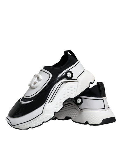 Обувки Dolce &amp; Gabbana White Black Logo Plaque Daymaster Sneakers