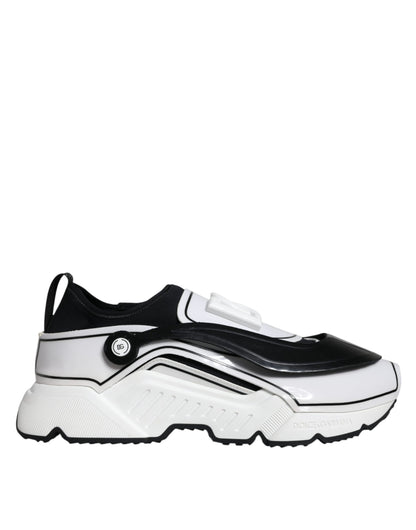 Обувки Dolce &amp; Gabbana White Black Logo Plaque Daymaster Sneakers