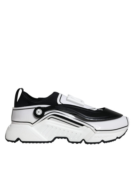 Обувки Dolce &amp; Gabbana White Black Logo Plaque Daymaster Sneakers