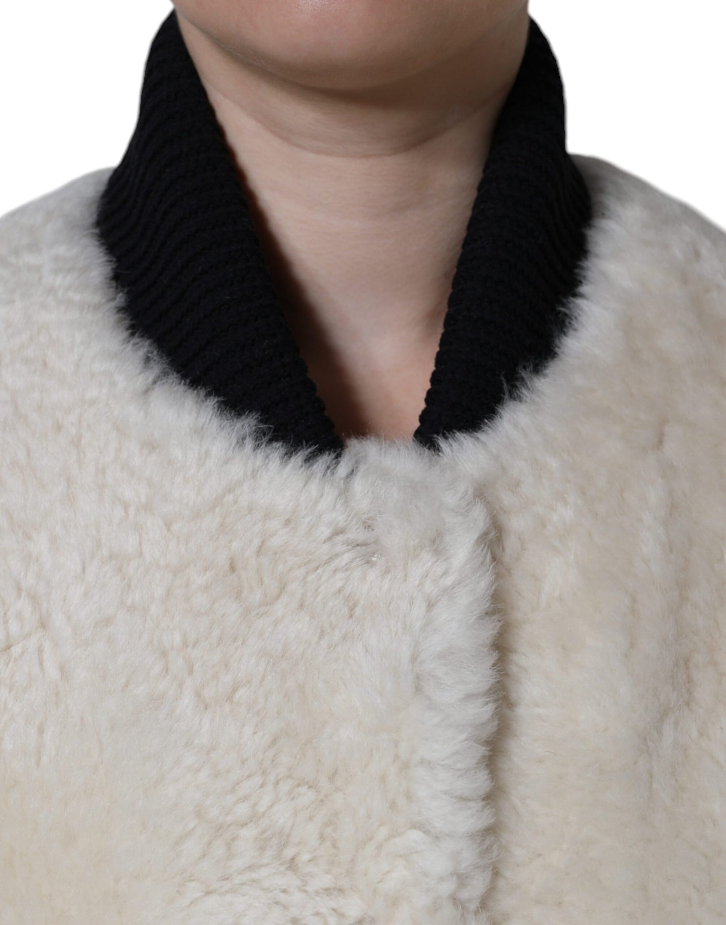 Burberry Бяло яке WARRENFORD Shearling кожена жилетка