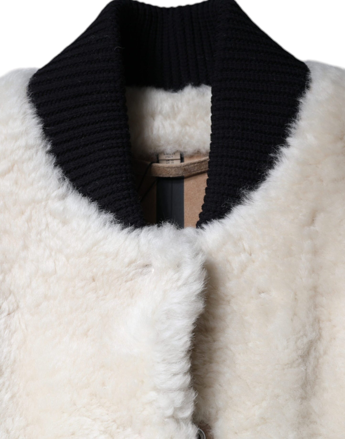 Burberry Бяло яке WARRENFORD Shearling кожена жилетка
