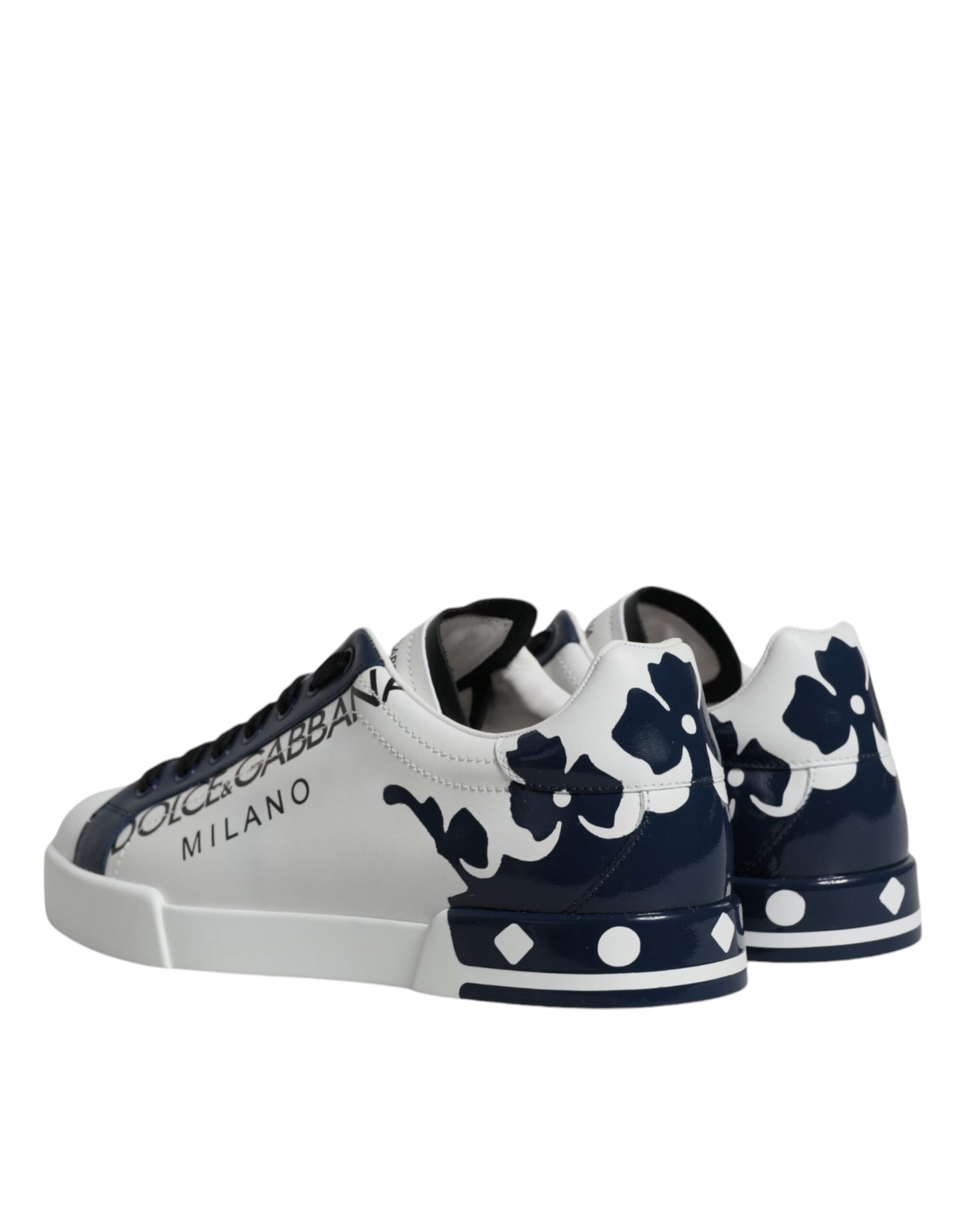 Dolce &amp; Gabbana – Weiße und blaue Leder-Krone-Milano-Sneakers