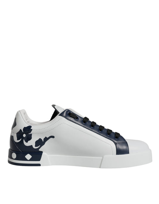 Обувки Dolce &amp; Gabbana White Blue Leather Crown Milano Sneakers