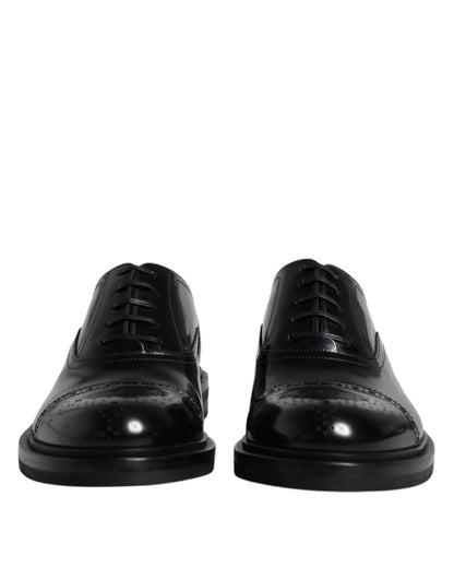 Dolce &amp; Gabbana черни кожени мъжки официални обувки Oxford Wingtip